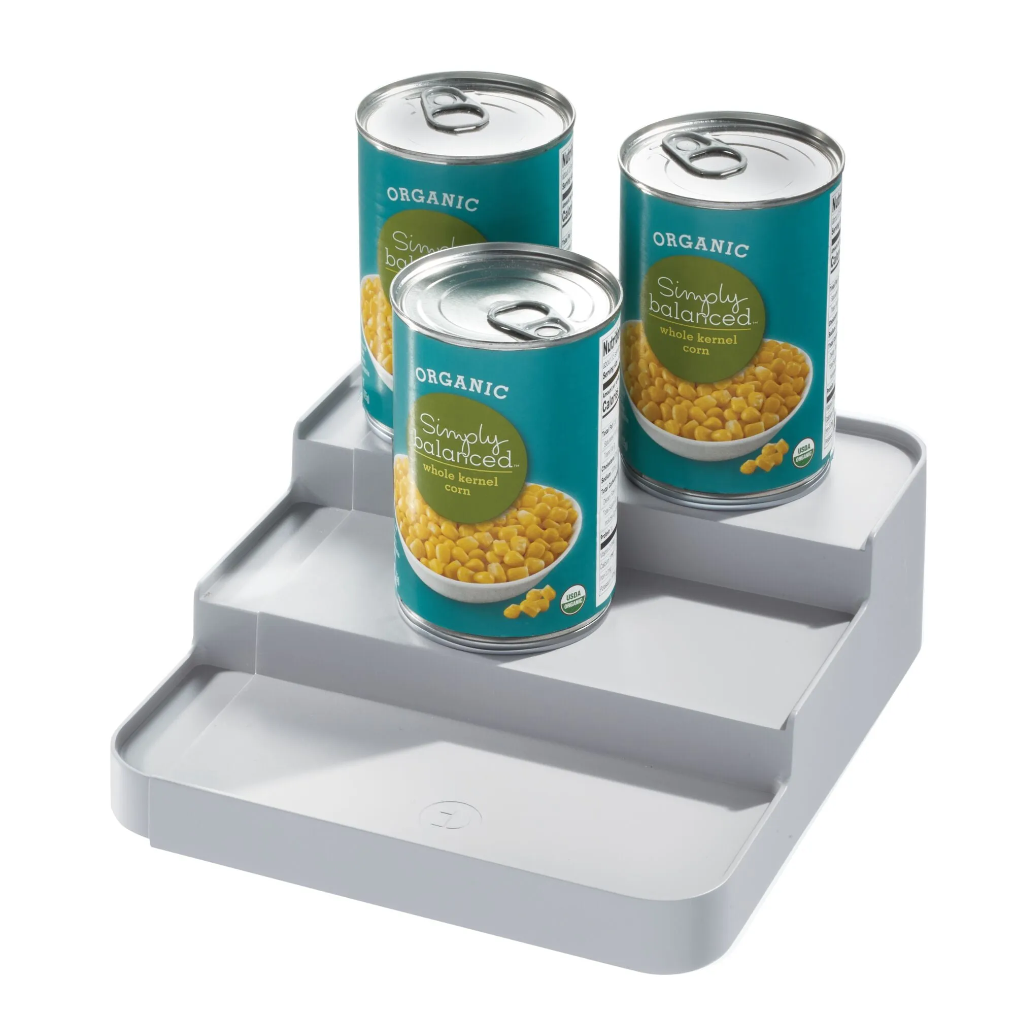 iDesign Eco BPA-Free Recycled Plastic Expandable 3-Tier Stadium Spice Rack with Side Caddy, Flint