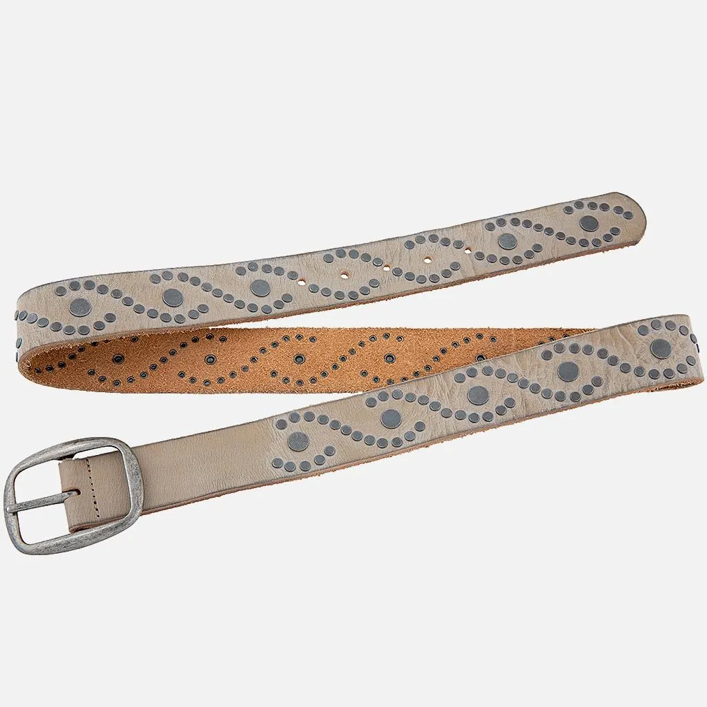 Irena | Women's Studded Leather Belt | Antique Silver Studs