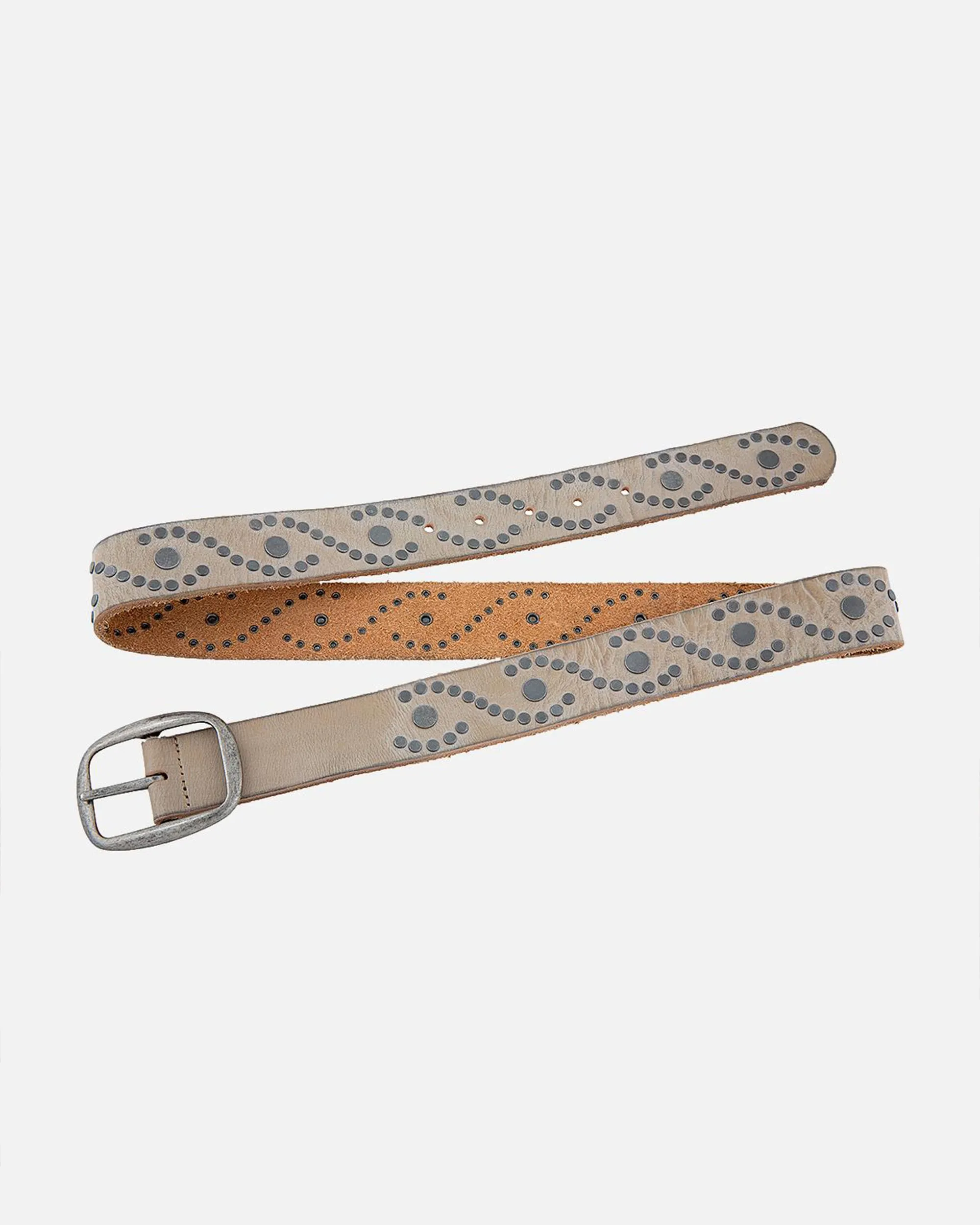 Irena | Women's Studded Leather Belt | Antique Silver Studs