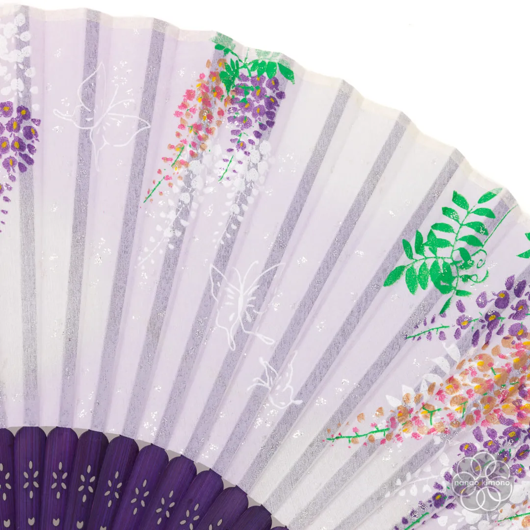 Japanese Foldable Fan - Purple Flowers