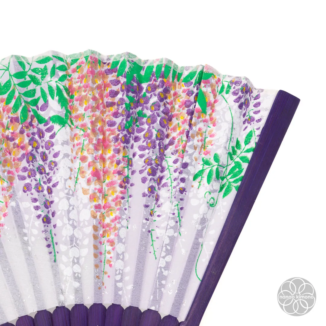 Japanese Foldable Fan - Purple Flowers