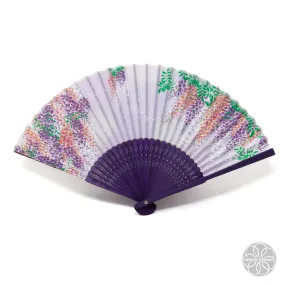 Japanese Foldable Fan - Purple Flowers