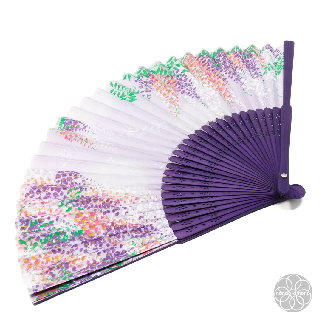 Japanese Foldable Fan - Purple Flowers