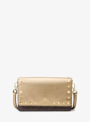 Jet Set Small Studded Metallic and Logo Smartphone Crossbody Bag