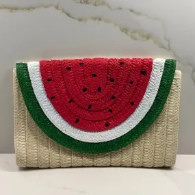 Karpouzi Straw Clutch Bag