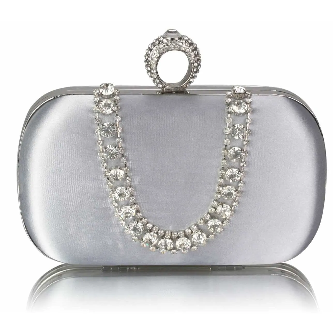 Katara Satin and Crystal Clutch Handbag