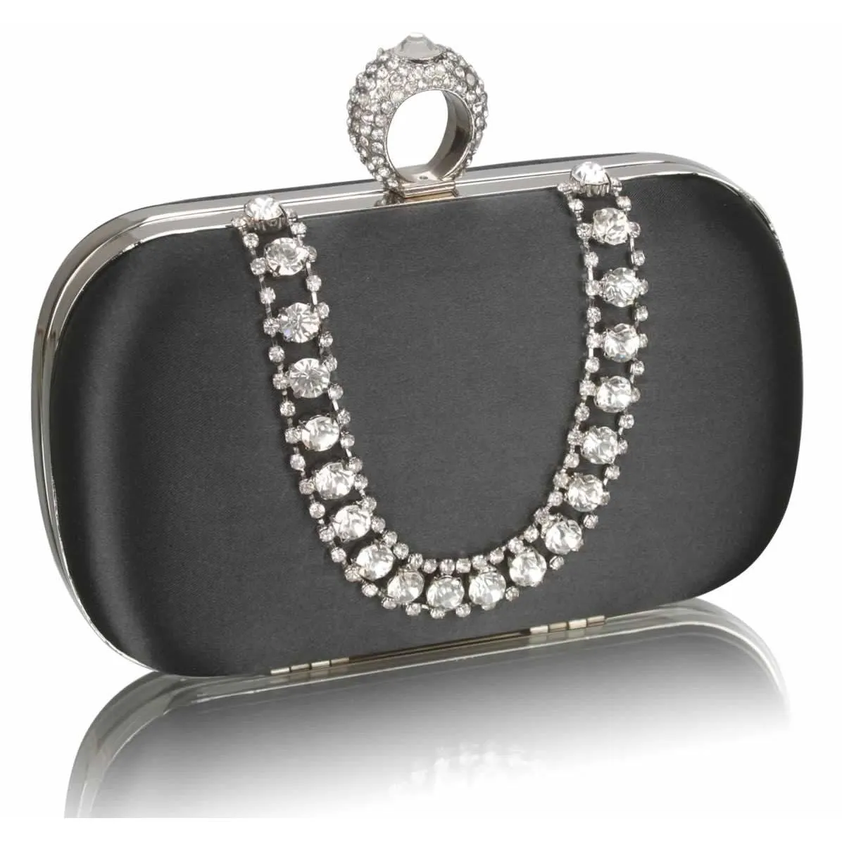 Katara Satin and Crystal Clutch Handbag