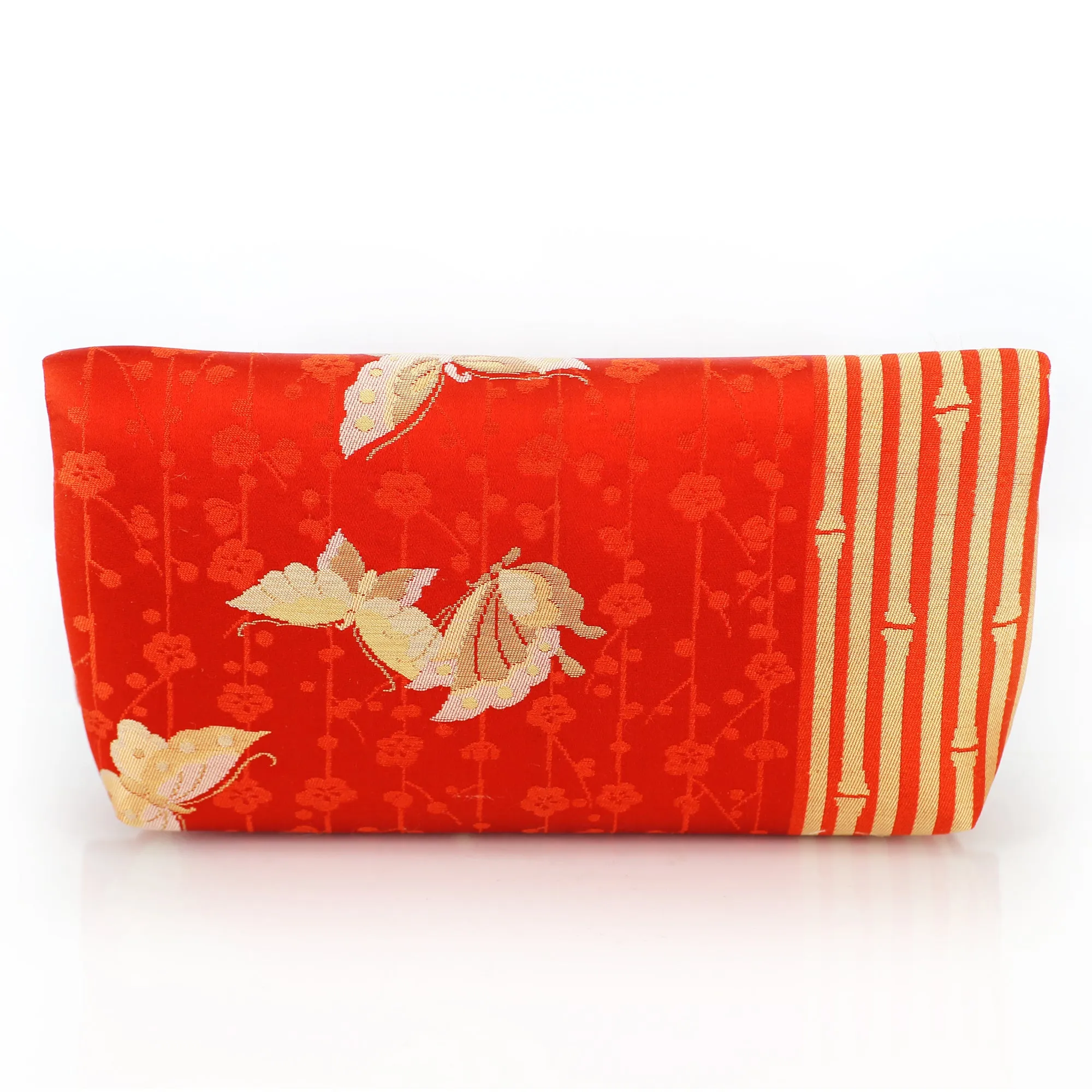 Kimono Envelope Clutch Bag with Butterflies and Bamboo | Upcycled Kimono Obi Silk