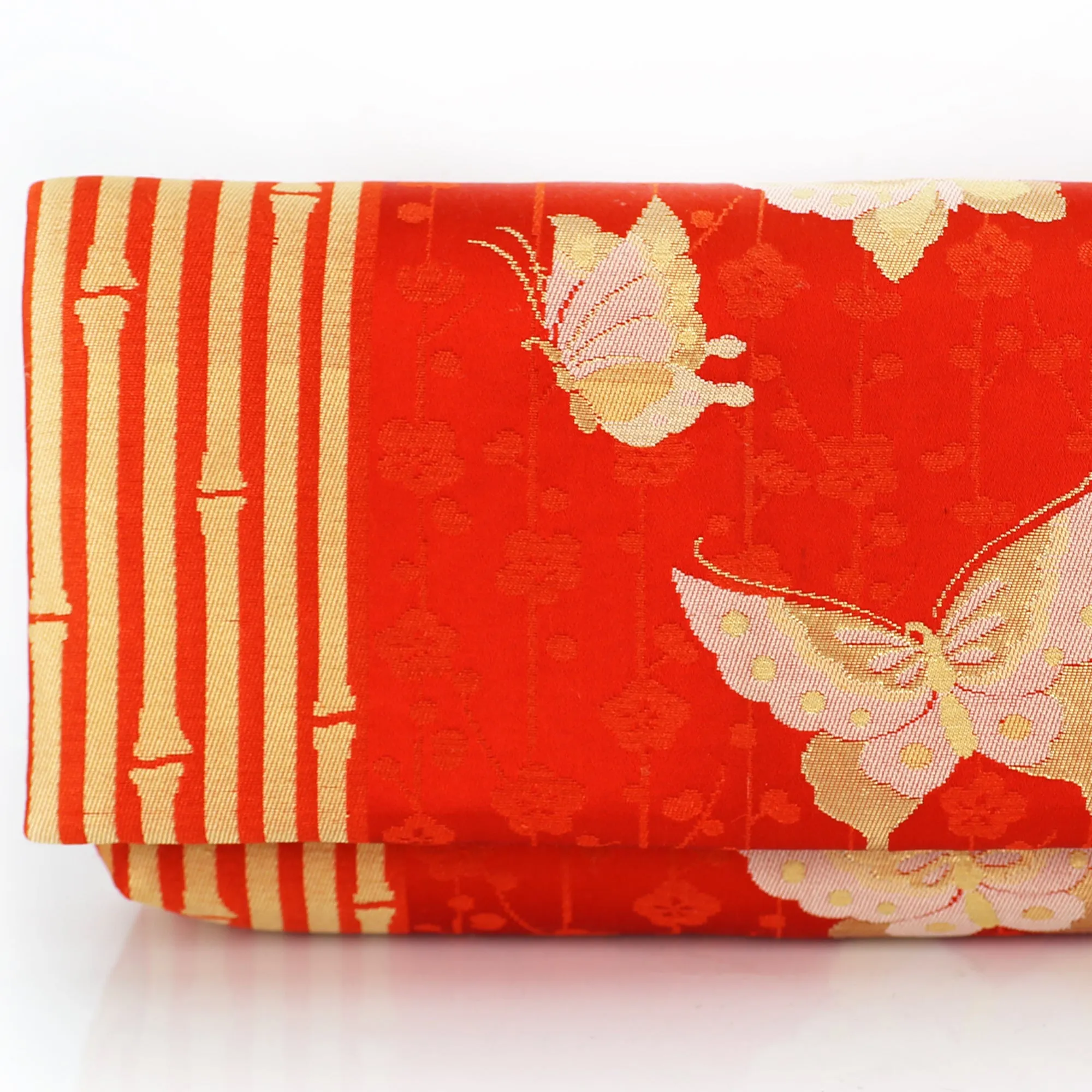 Kimono Envelope Clutch Bag with Butterflies and Bamboo | Upcycled Kimono Obi Silk