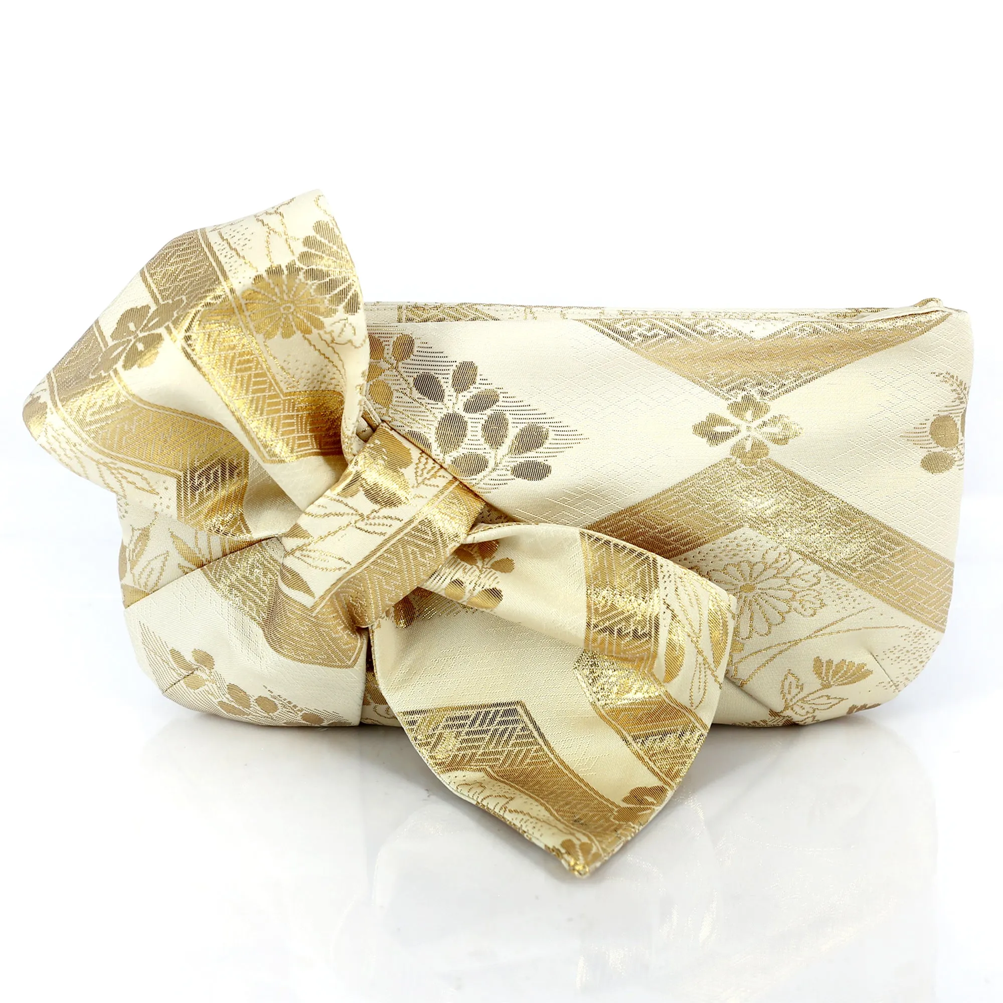 Kimono Obi Bow Clutch Bag | Gold spring | Upcycled from vintage Japanese Silk