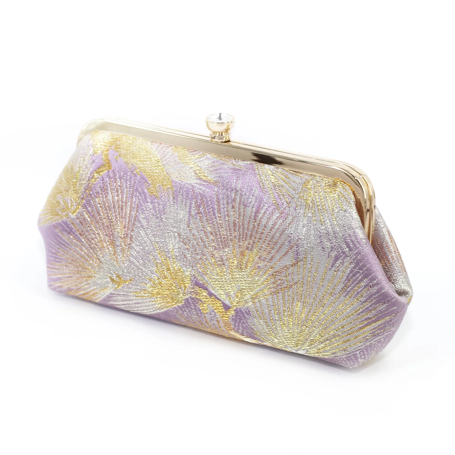 Kimono Pine Tree Clutch in Purple Lilac | Upcycled from vintage Japanese Obi