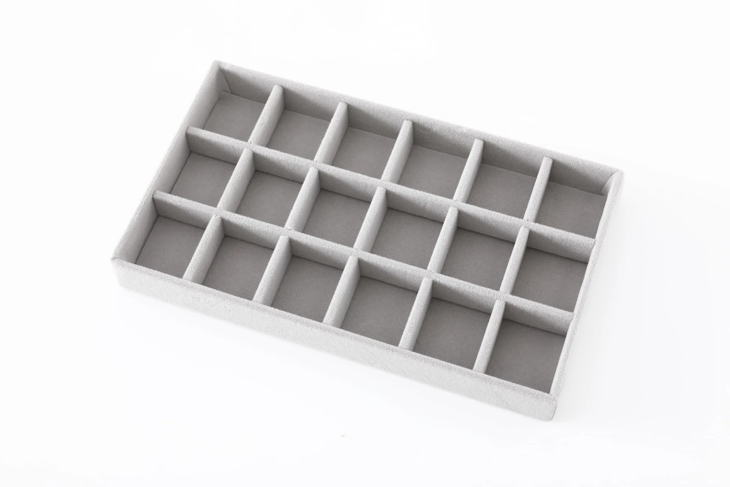 Kuber Industries 12 Pieces Velvet Jewelry Trays Organizer | Jewelry Storage Box | Jewelry Organizer | Showcase Holder Dresser Organizer for Earring Necklace Bracelet Ring | Pack of 3 |YBL4-02 | Grey