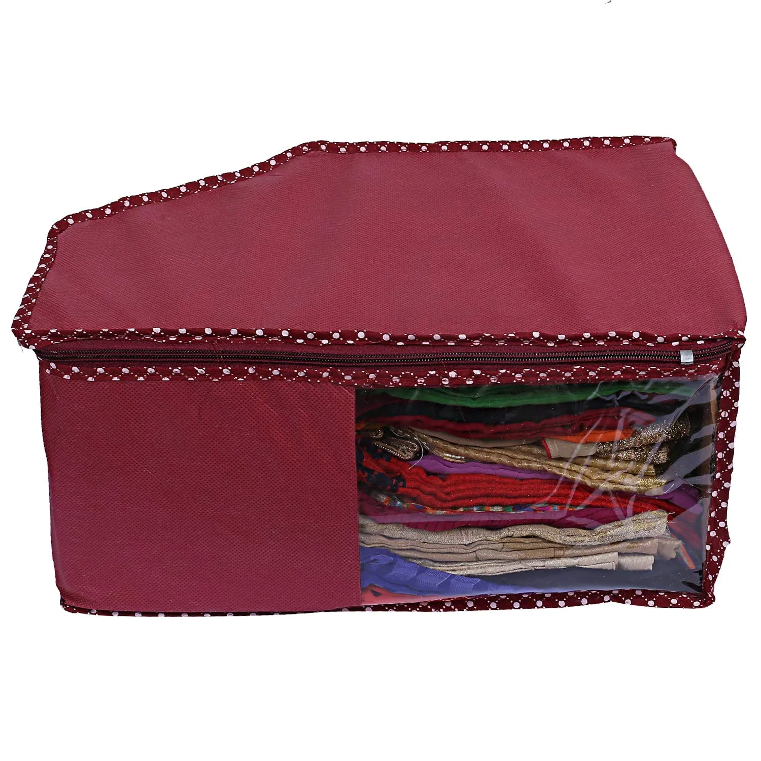 Kuber Industries Non-Woven Blouse Cover Bag|Cloth Organizer|Clothes Bags For Storage Clothes|Pack Of 3 (Maroon)