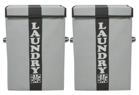 Kuber Industries Non-Woven Foldable Large Laundry basket/Hamper/Organizer With Handles & Lid, 60 Ltr.- Pack of 2 (Grey & Black)-HS43KUBMART26874