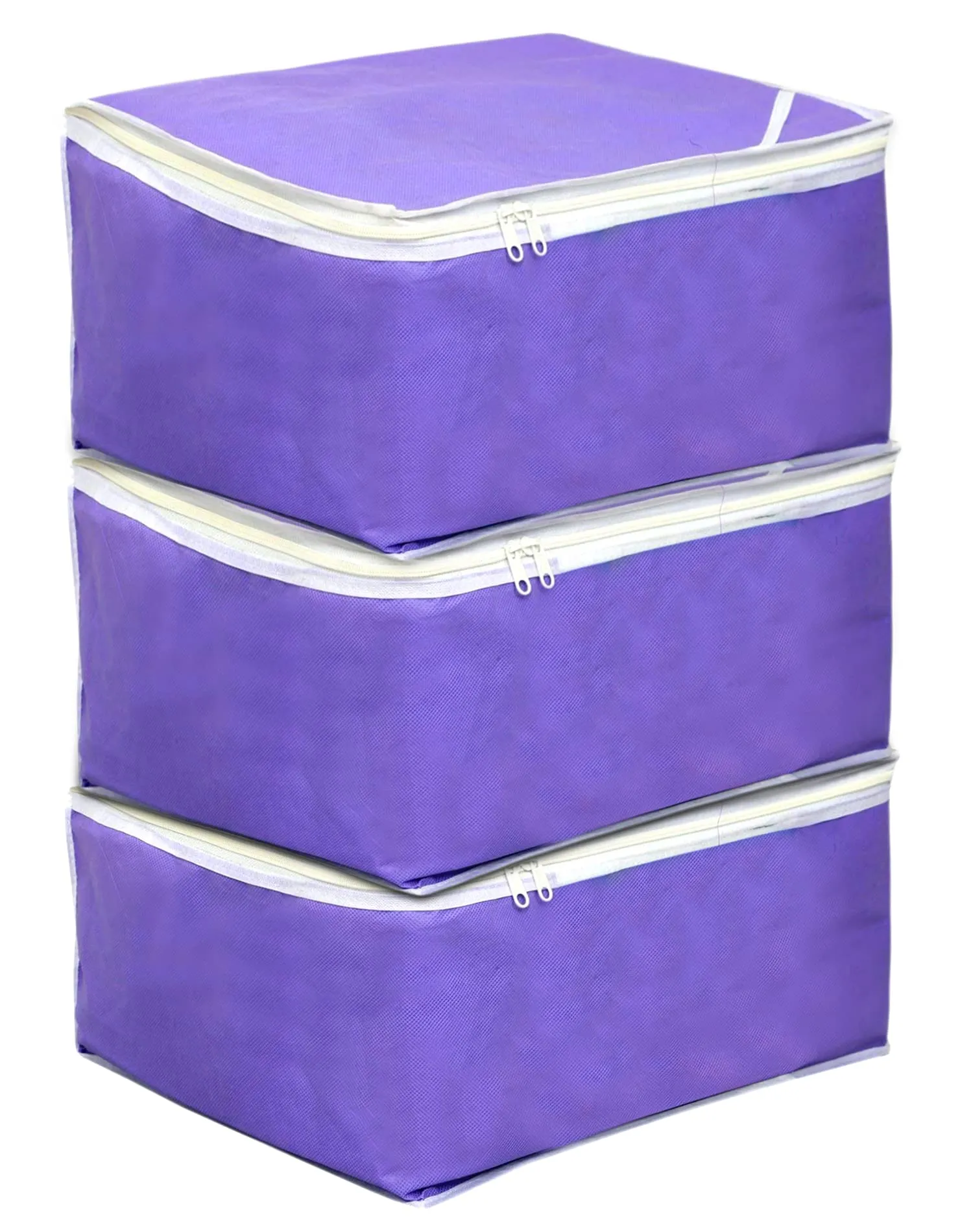 Kuber Industries Non Woven Petticoat Cover Wardrobe Organiser Clothes Storage Bag-Pack of 3 (Purple)-HS_38_KUBMART21679