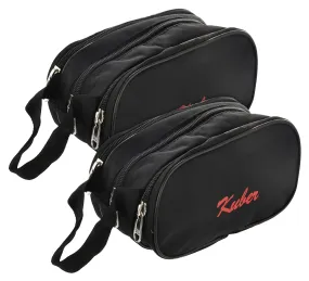 Kuber Industries Rexine Lightweight Travel Toiletry Bag Shaving Kit with Carrying Strap, Pack of 2 (Black) 54KM4282