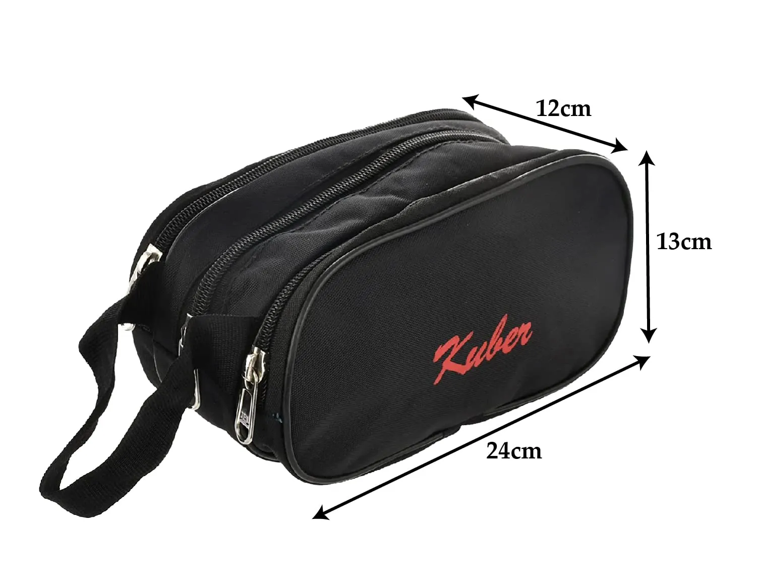 Kuber Industries Rexine Lightweight Travel Toiletry Bag Shaving Kit with Carrying Strap, Pack of 2 (Black) 54KM4282