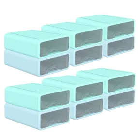 Kuber Industries (Set of 12) Stackable Stationary Organizers Drawer with Translucent for Home, Office & Makeup Suppliance | Desktop Storage Box Table Organiser, JSNH604L-1BG | Blue & Green