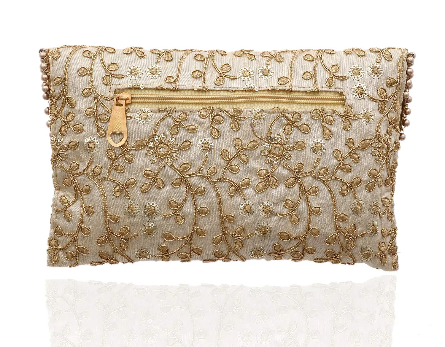 Kuber Industries Women's Handcrafted Embroidered Clutch Purse (CTKTC034514, Cream)