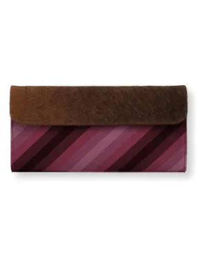 Large Clutch Bag - Purple stripes with cowhide