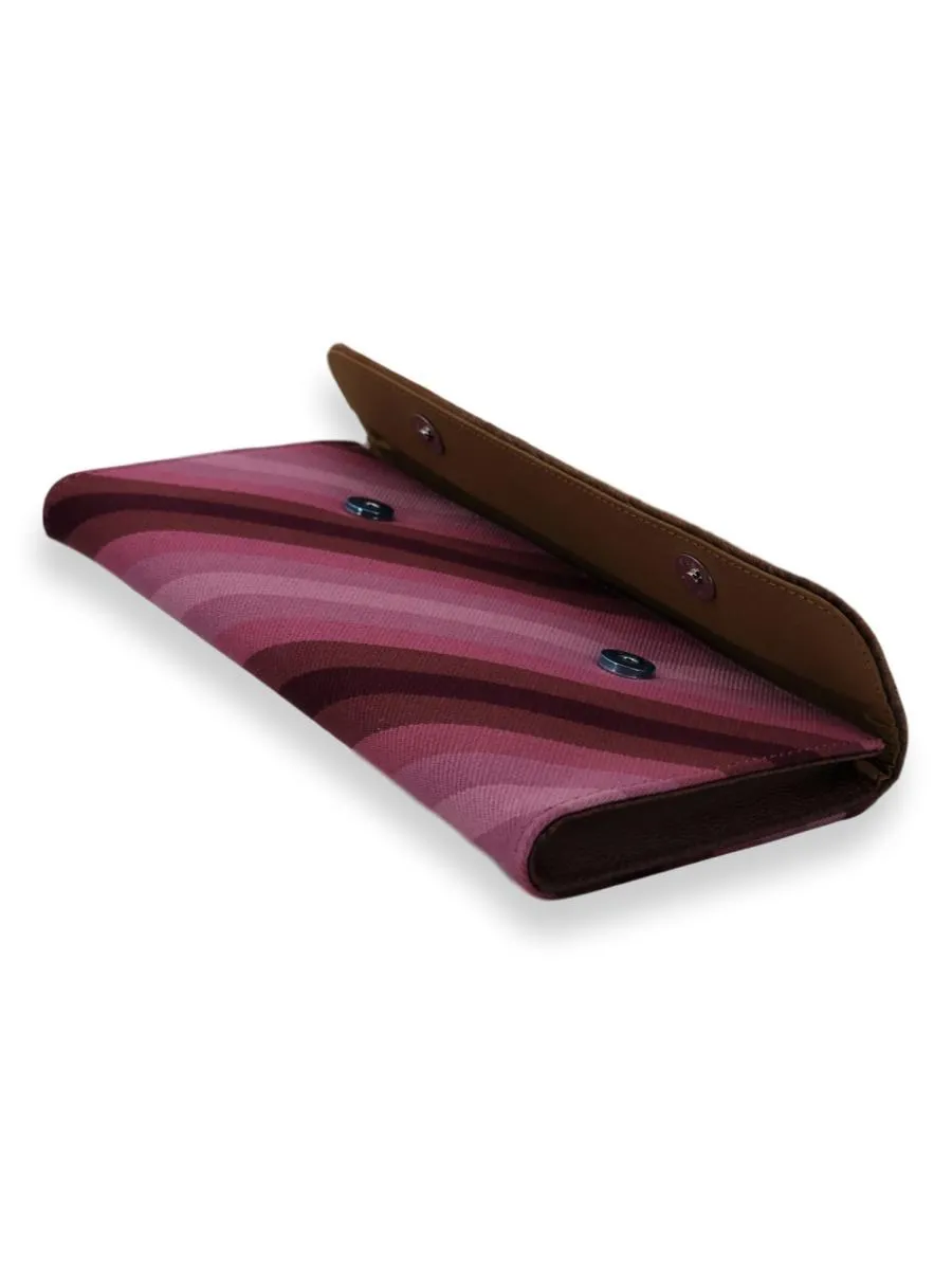 Large Clutch Bag - Purple stripes with cowhide