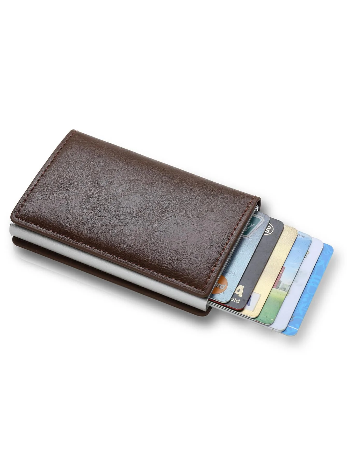 Leather & Metal RFID Blocking Card Holder Wallet, Credit Card Case, Father's Day Gift, Birthday Gift