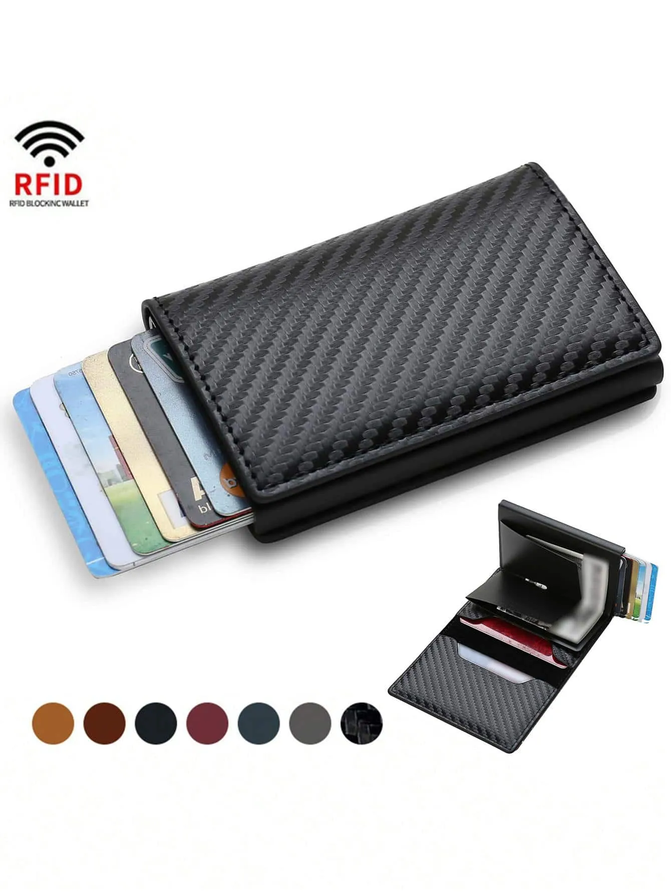 Leather & Metal RFID Blocking Card Holder Wallet, Credit Card Case, Father's Day Gift, Birthday Gift