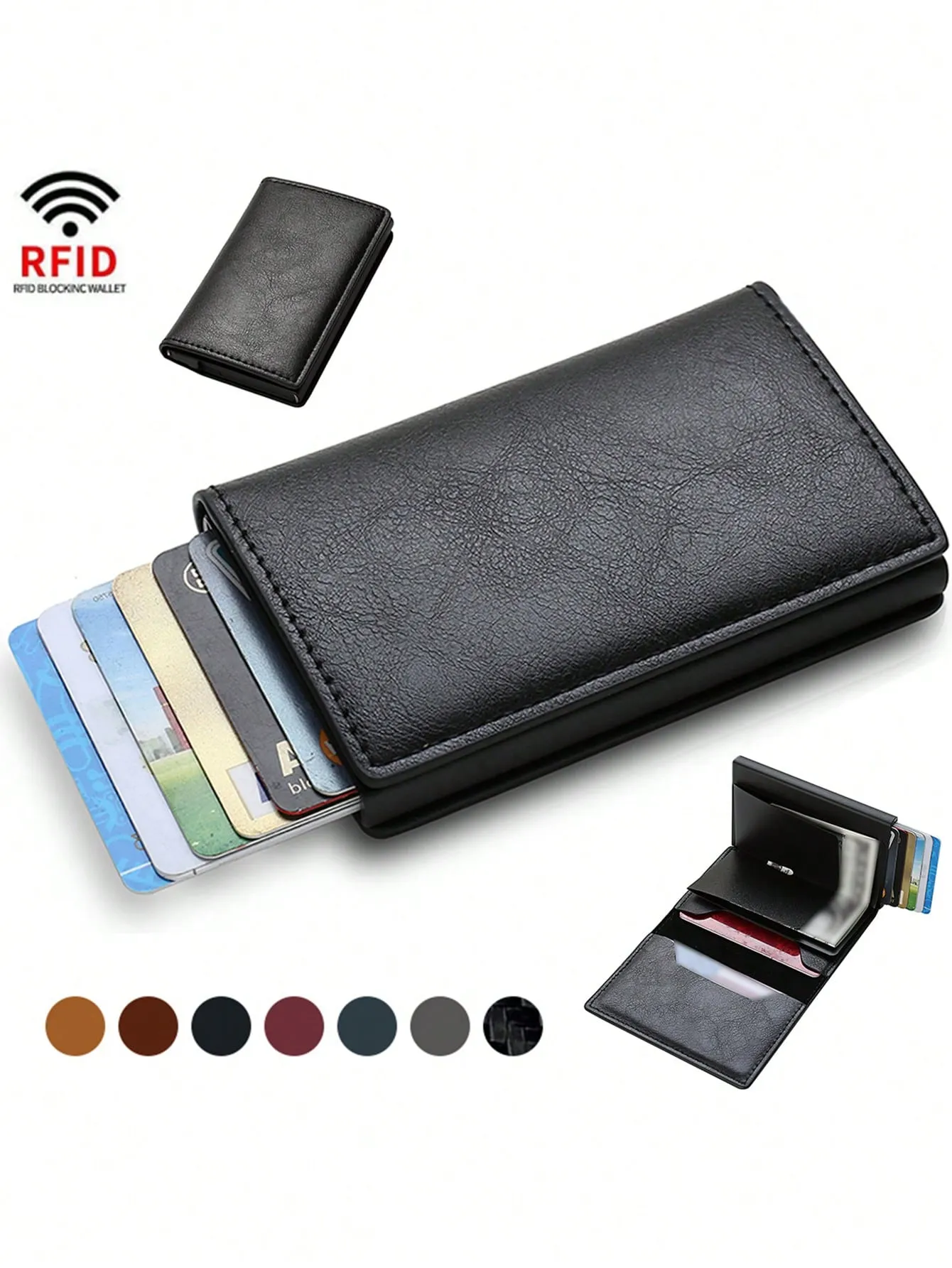 Leather & Metal RFID Blocking Card Holder Wallet, Credit Card Case, Father's Day Gift, Birthday Gift