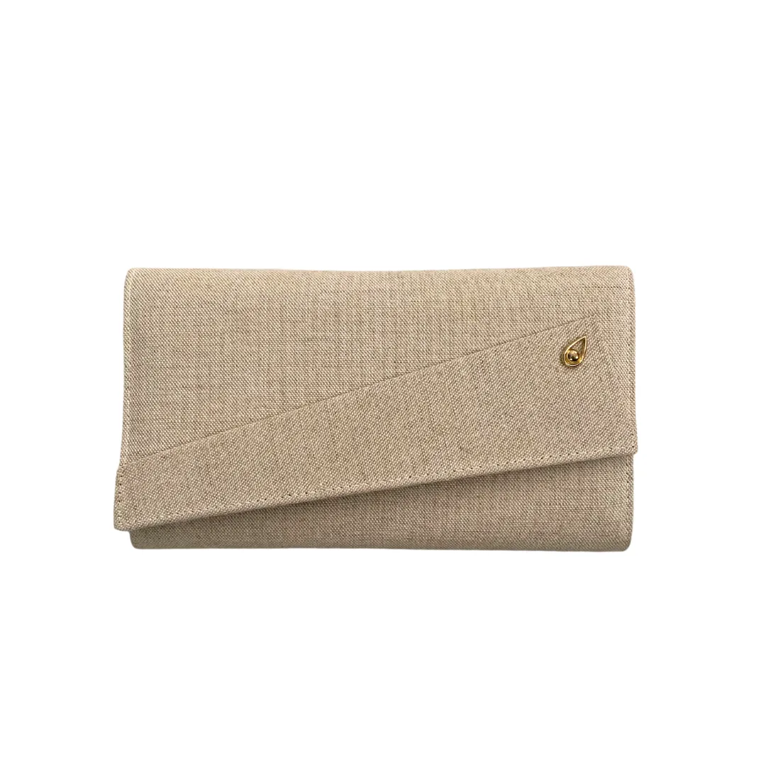 Linen Vintage Structured Shoulder Clutch Bag Beige