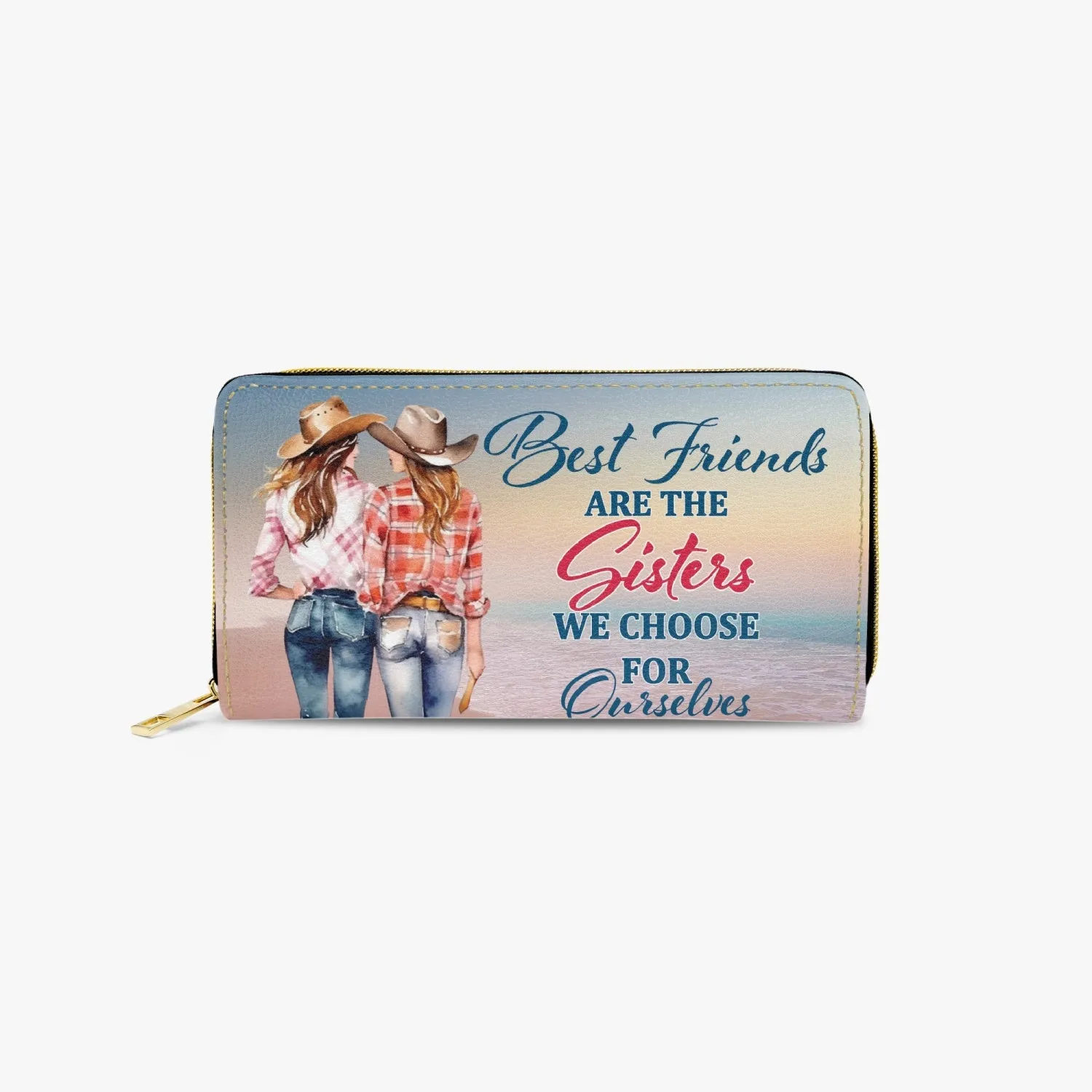 Long Type Zipper Purse - Beach, Best Firends