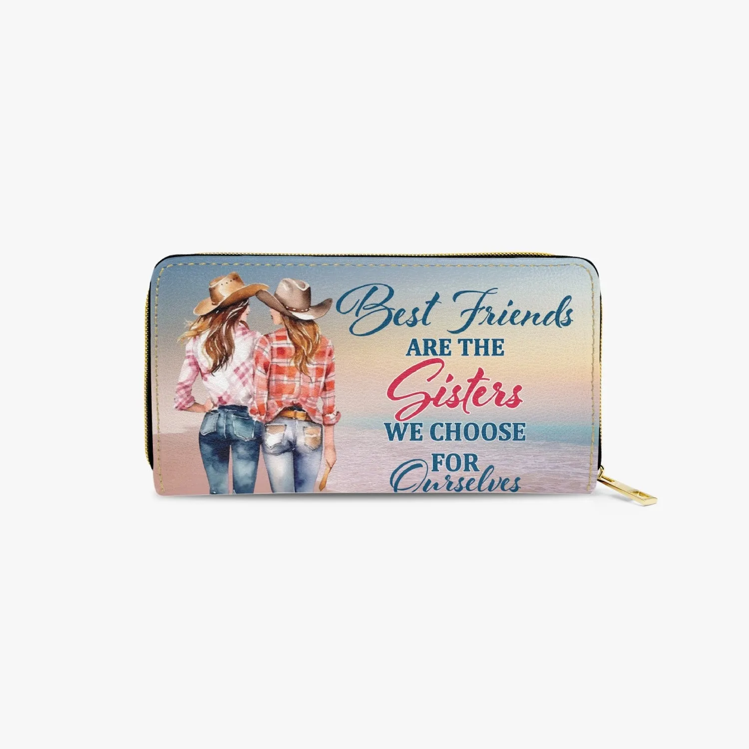 Long Type Zipper Purse - Beach, Best Firends