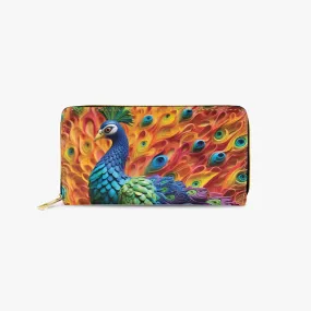 Long Type Zipper Purse, Peacock, awd-566