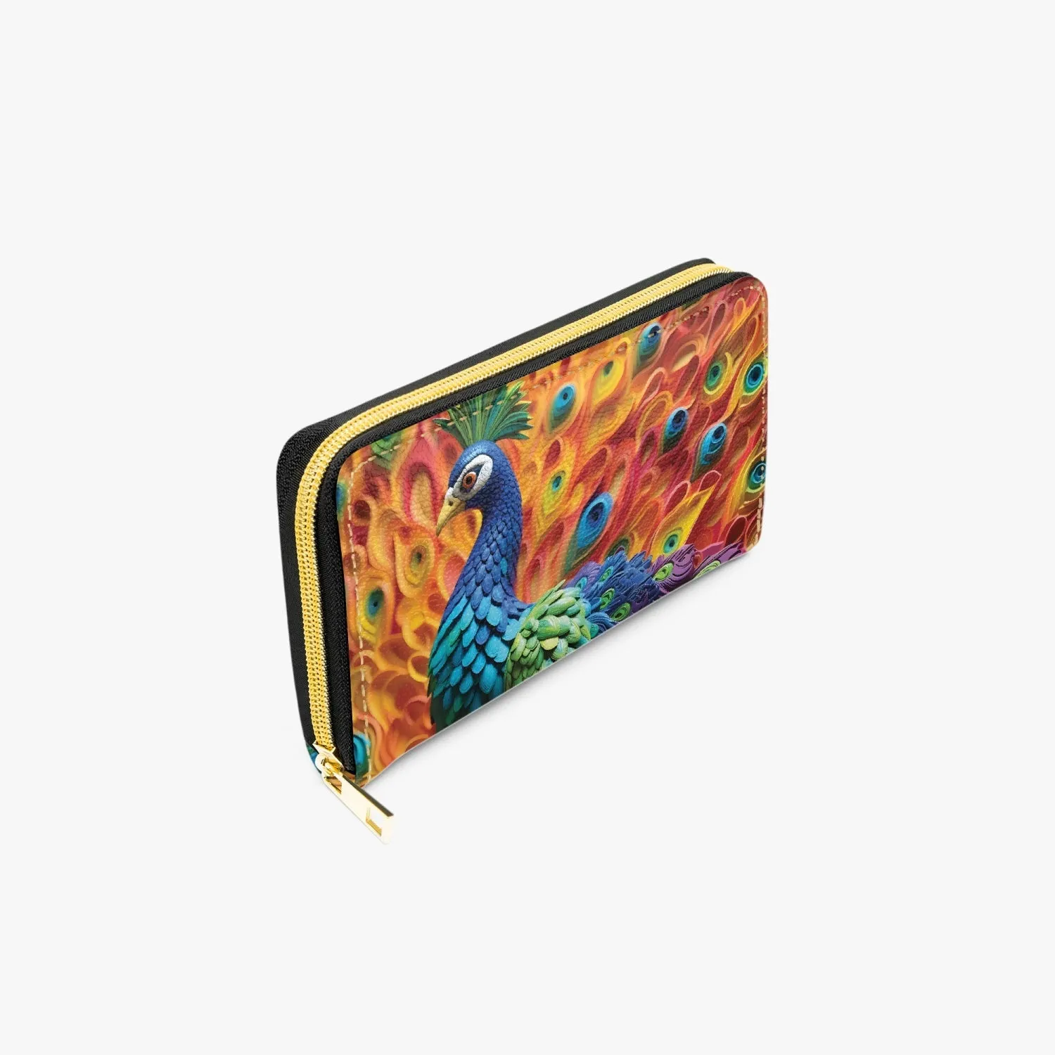 Long Type Zipper Purse, Peacock, awd-566