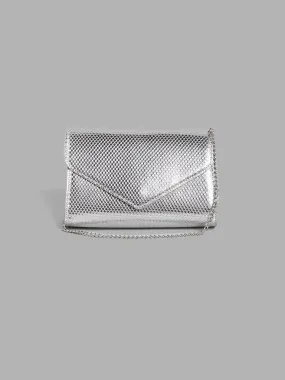 LOV Silver Textured Sling Clutch