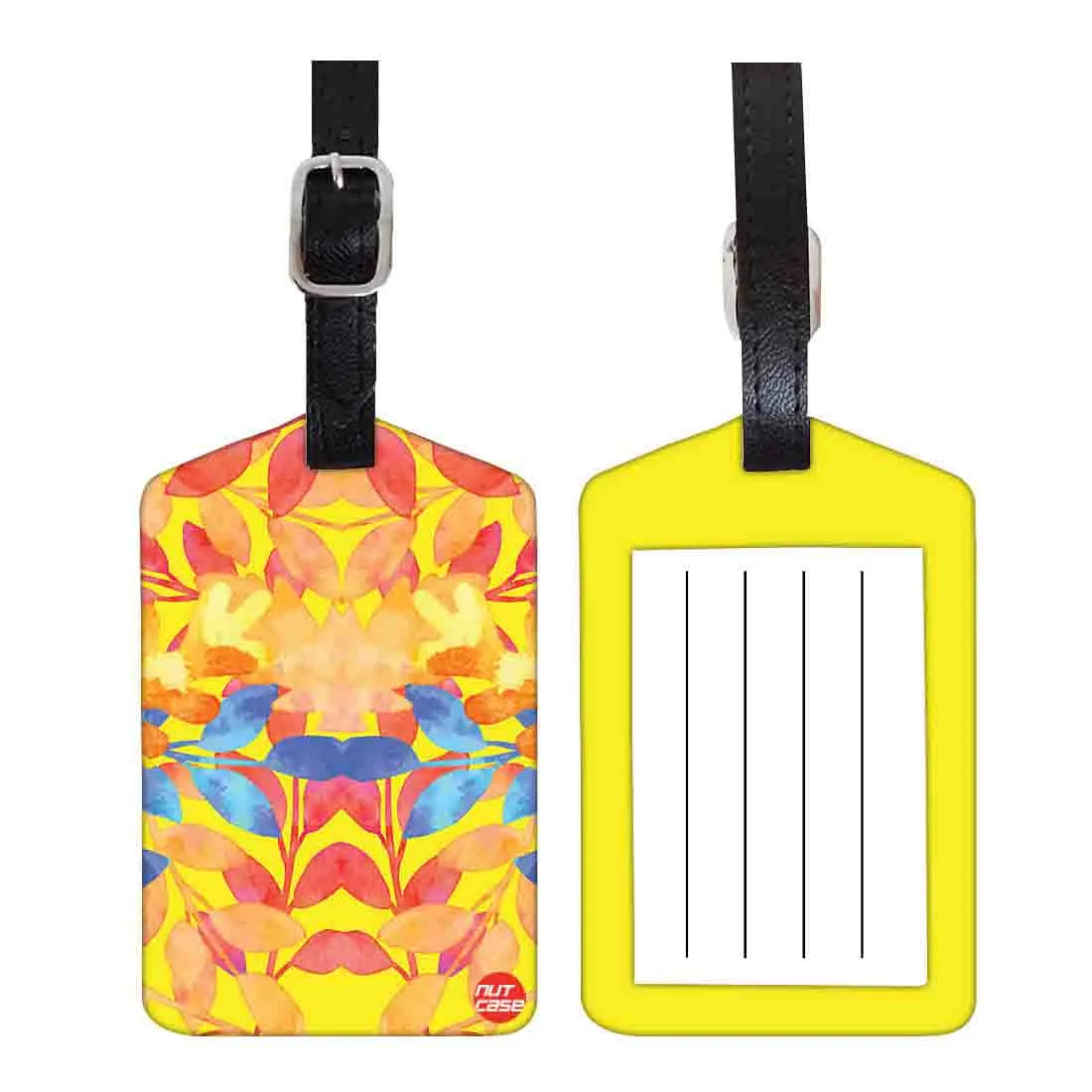 Luggage Tags Set Of 2 -  Leaves Yellow