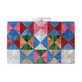 Luxy Moon Acrylic Clutch Colorful Patchwork Casual Wedding Evening Bag Purse