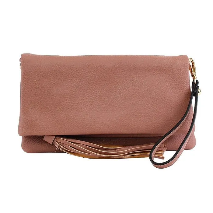 M1772 Flapover Clutch/Crossbody With Tassel