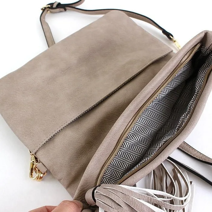 M1772 Flapover Clutch/Crossbody With Tassel