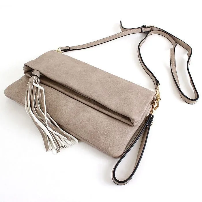 M1772 Flapover Clutch/Crossbody With Tassel