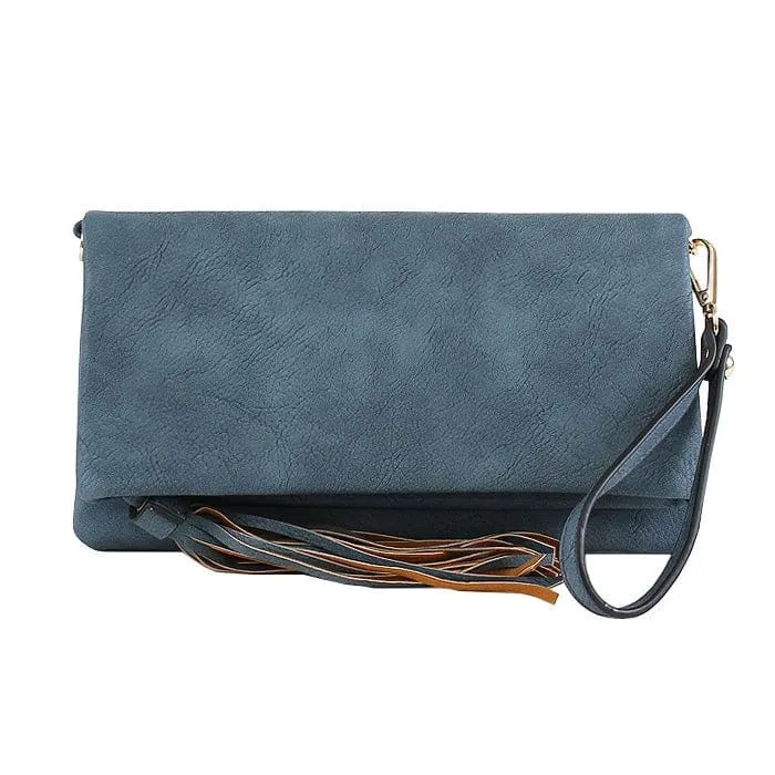 M1772 Flapover Clutch/Crossbody With Tassel