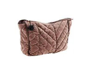 Madam Stoltz Quilted Velvet Clutch Small Dusty Rose