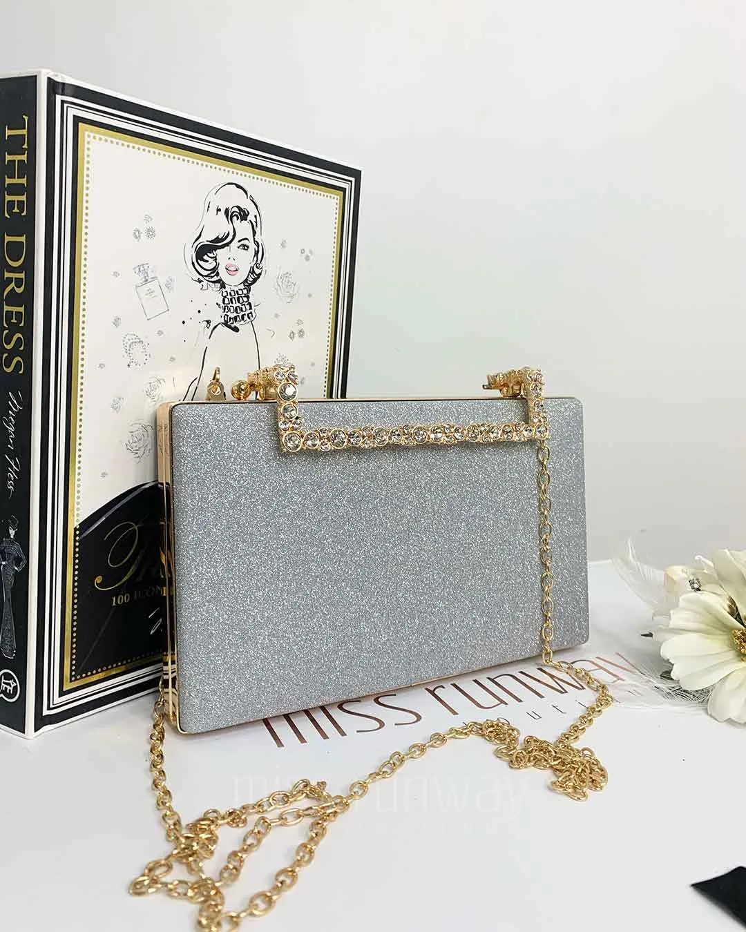 Mandy Glitter Clutch - Silver