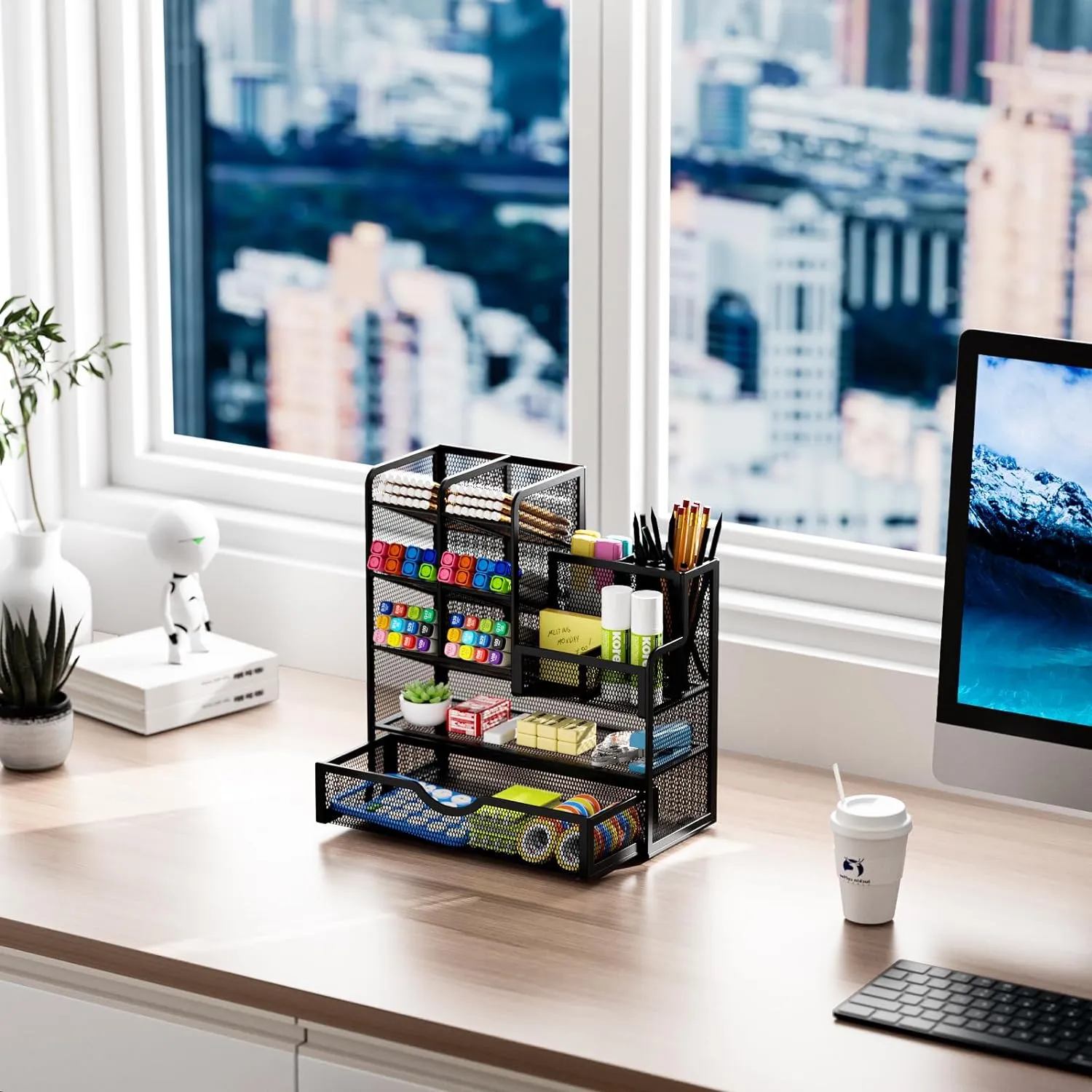 Marbrasse Mesh Desk Organizer with Drawer