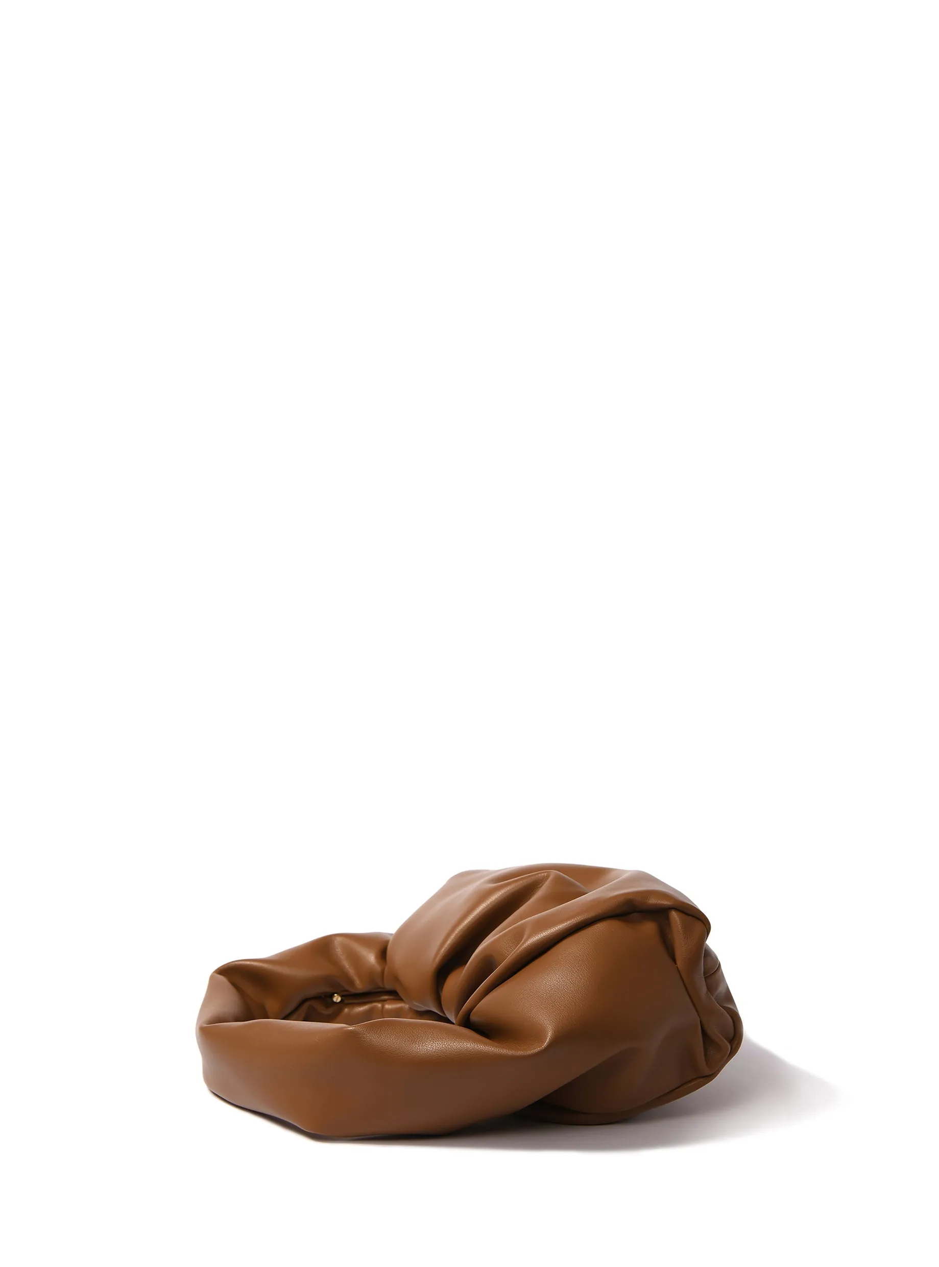 Marshmallow Croissant Bag in Soft Leather, Caramel