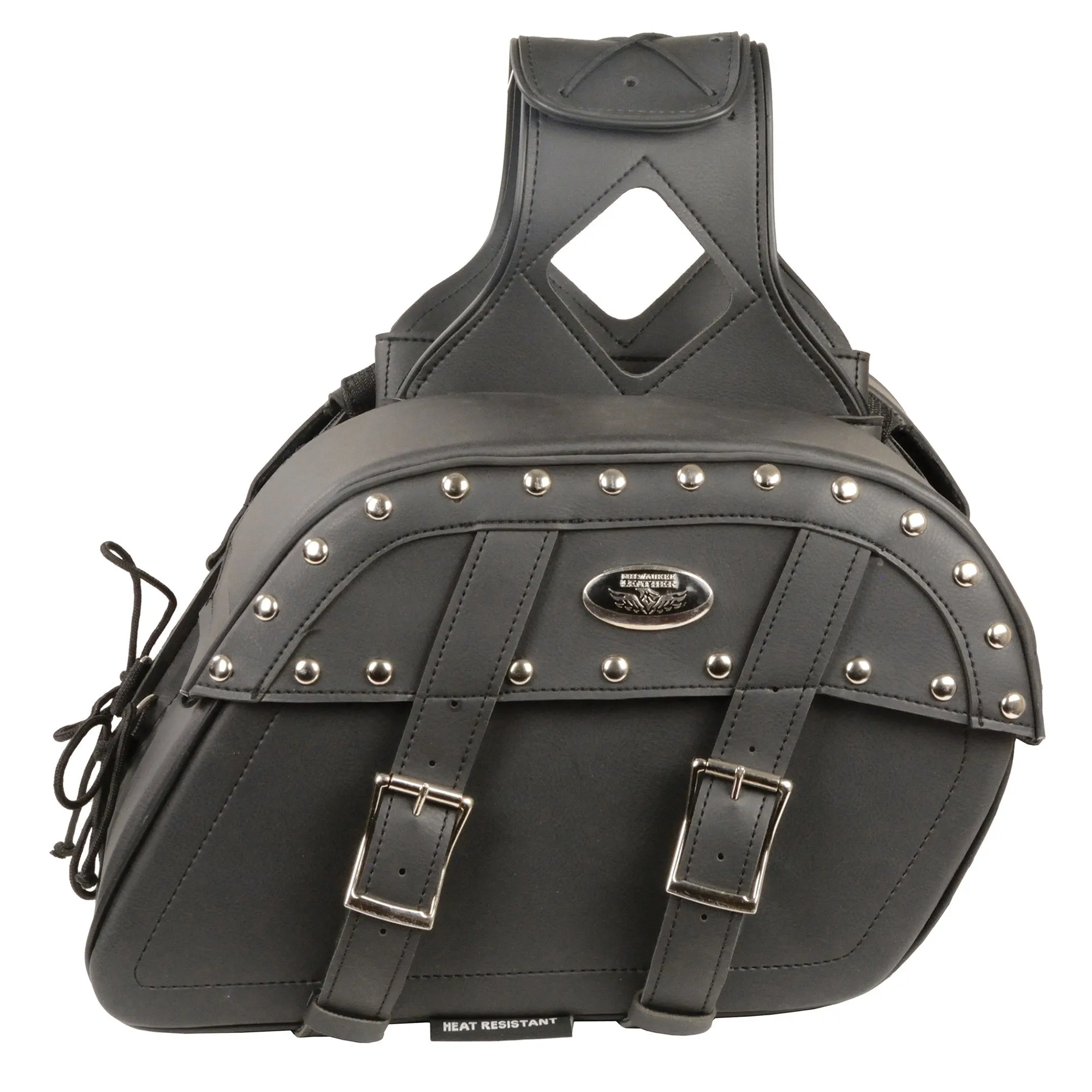 Medium Zip-Off Pvc Studded Throw Over Saddle Bag (10.5X15X6X18)