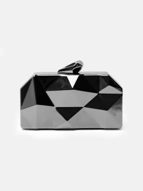 MELANIE GEOMETRIC PATTERN CLUTCH BAG IN BLACK