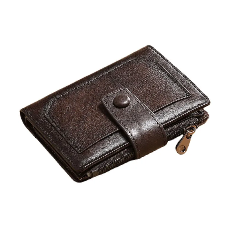 Men Genuine Leather RFID Anti-theft Multifunction Large Capacity Foldable Card Holder Wallet