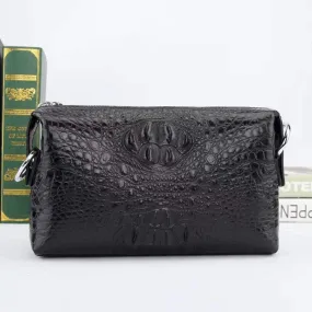 Mens Black Crocodile Leather  Handy Clutch Bag