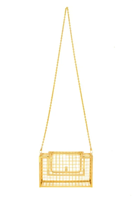 Metal Cage Crossbody Clutch Bag