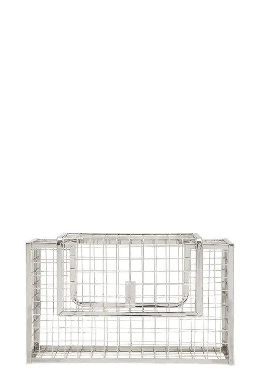 Metal Cage Crossbody Clutch Bag